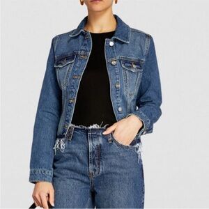 Anine Bing Denim Jacket with Distressed Hem
